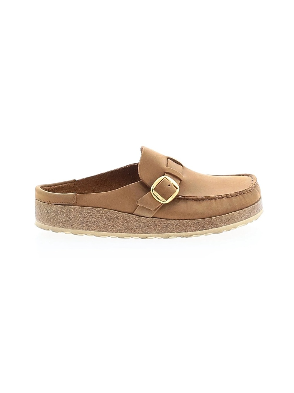 Birkenstock Buckley Clog Tan Nubuck Leather Gold buckle 39 standard width